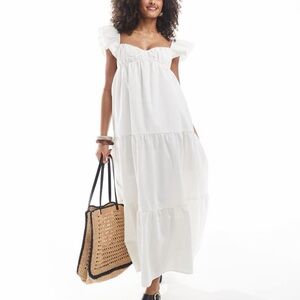 Abercrombie & Fitch White Tiered Maxi Dress